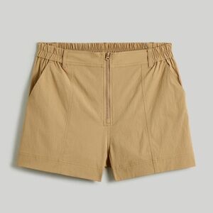 MADEWELL Zip-Front Tapered Shorts in Khaki - size S - airy, lightweight, staple